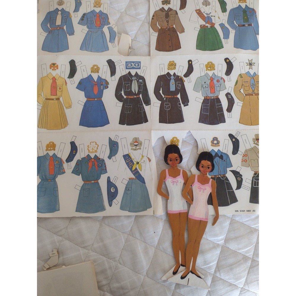 Vtg 60s 70s Paper Dolls Girl Scouts African American Different Nations Cut Uncut